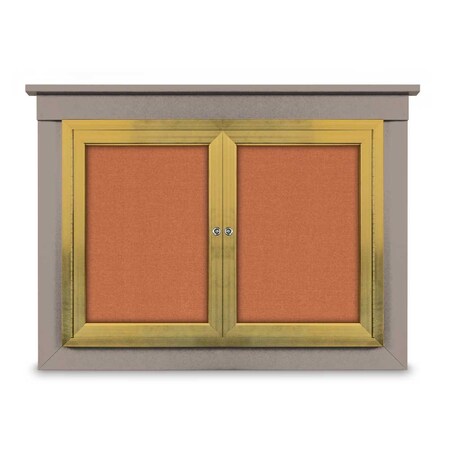 United Visual Products 36"x36" 1-Door Enclosed Letterboard, Header, White Vinyl/Walnut UV2623HD-WALNUT-WHITE